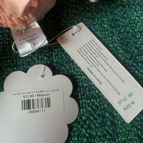 Shop Hopes Pink Ruffle High Waist Bikini Large Bottom/Medium Top - Picture 4 of 11